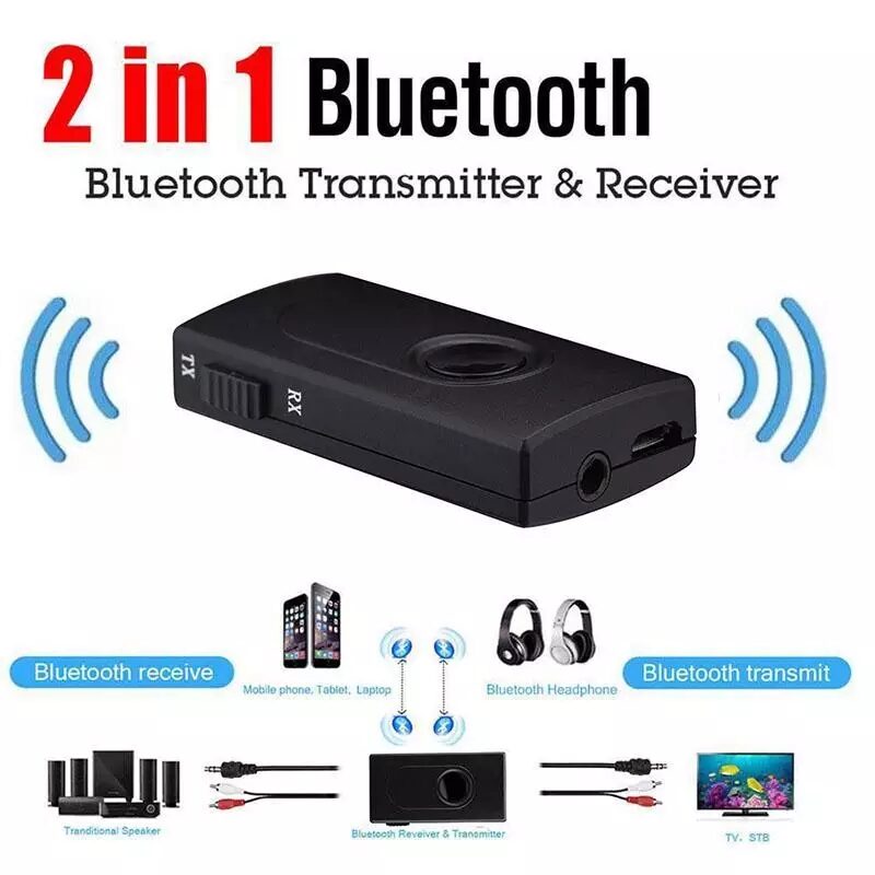 2 en 1 Bluetooth V4.2 Transmisor Receptor Inalámbrico A2DP 3.5mm Adaptador  Audio Estéreo Dongle para TV Coche Altavoces Casa MP3 MP4 - Bluetooth -   ENTREGAS RÁPIDAS GARANTIZADAS - RASTREO EN LÍNEA